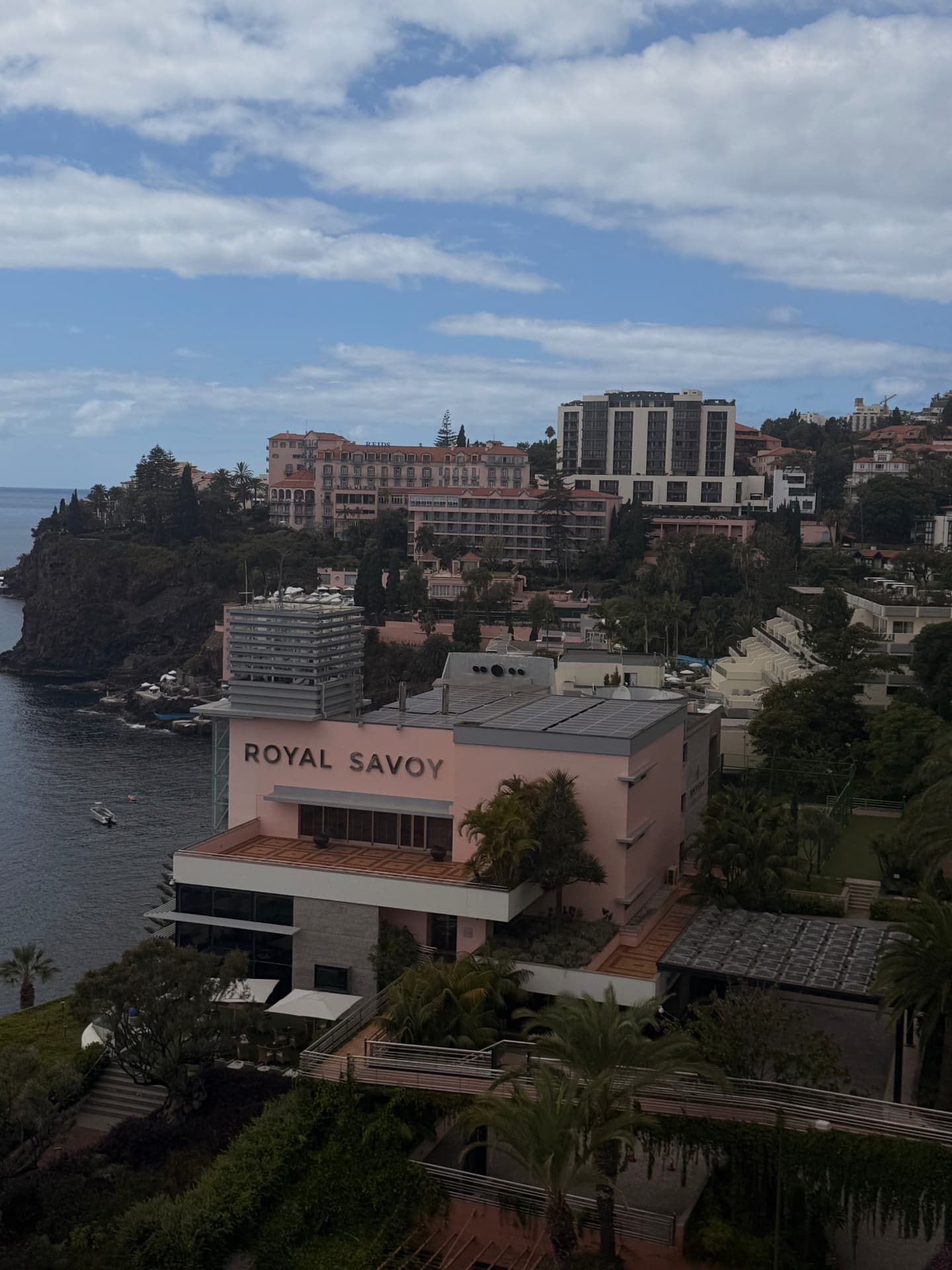 View from the Cloud Bar at the NEXT Hotel towards the Royal Savoy and Reid\u0027s Palace on the Funchal seafront