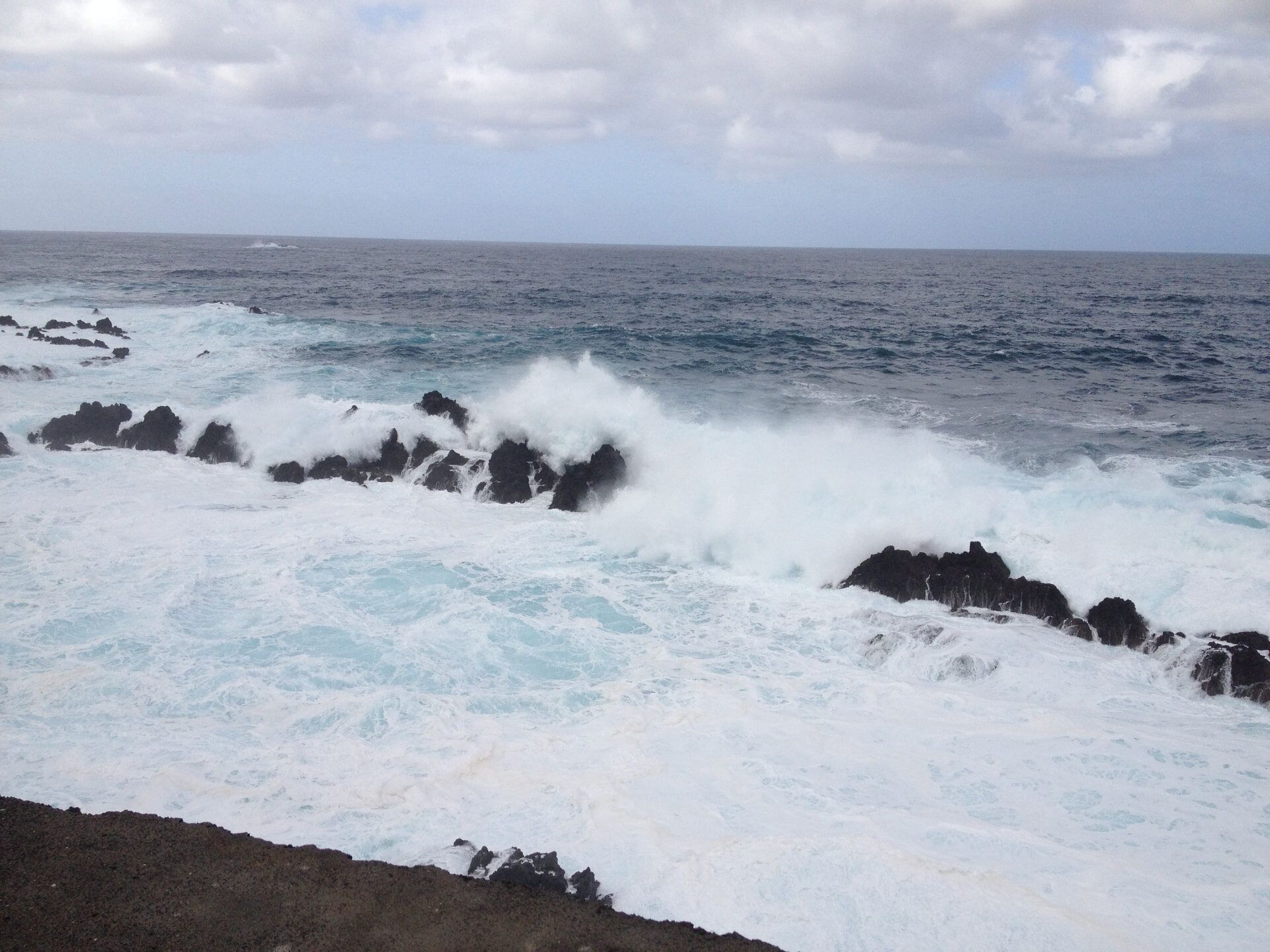 Atlantic swell rolling over volcanic rocks at Porto Moniz
