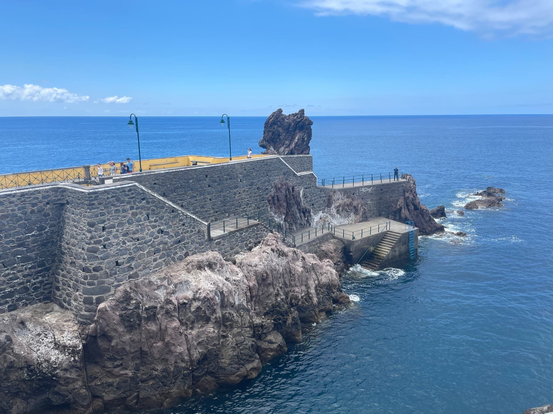 Old harbour walls and bathing steps at Praia da Ponta do Sol