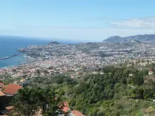 View over Funchal bay from the hills near Jasmin Tea House, São Gonçalo
