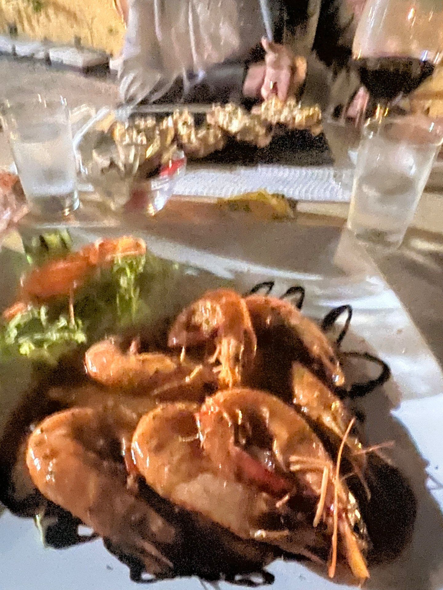 Grilled prawns with salad at the Casa de Chá restaurant beside the Quinta do Arco rose garden, Santana, Madeira
