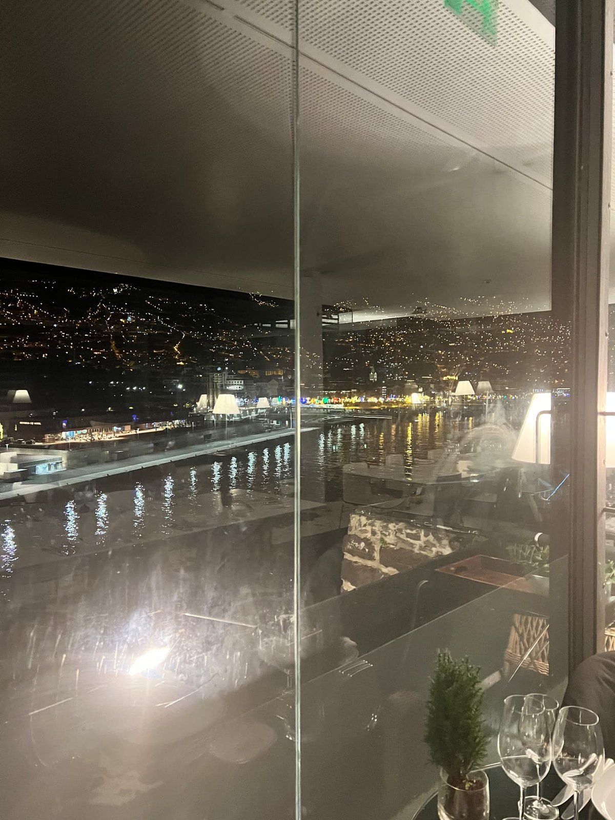 Night view across Funchal harbour from Design Centre Nini Andrade Silva restaurant