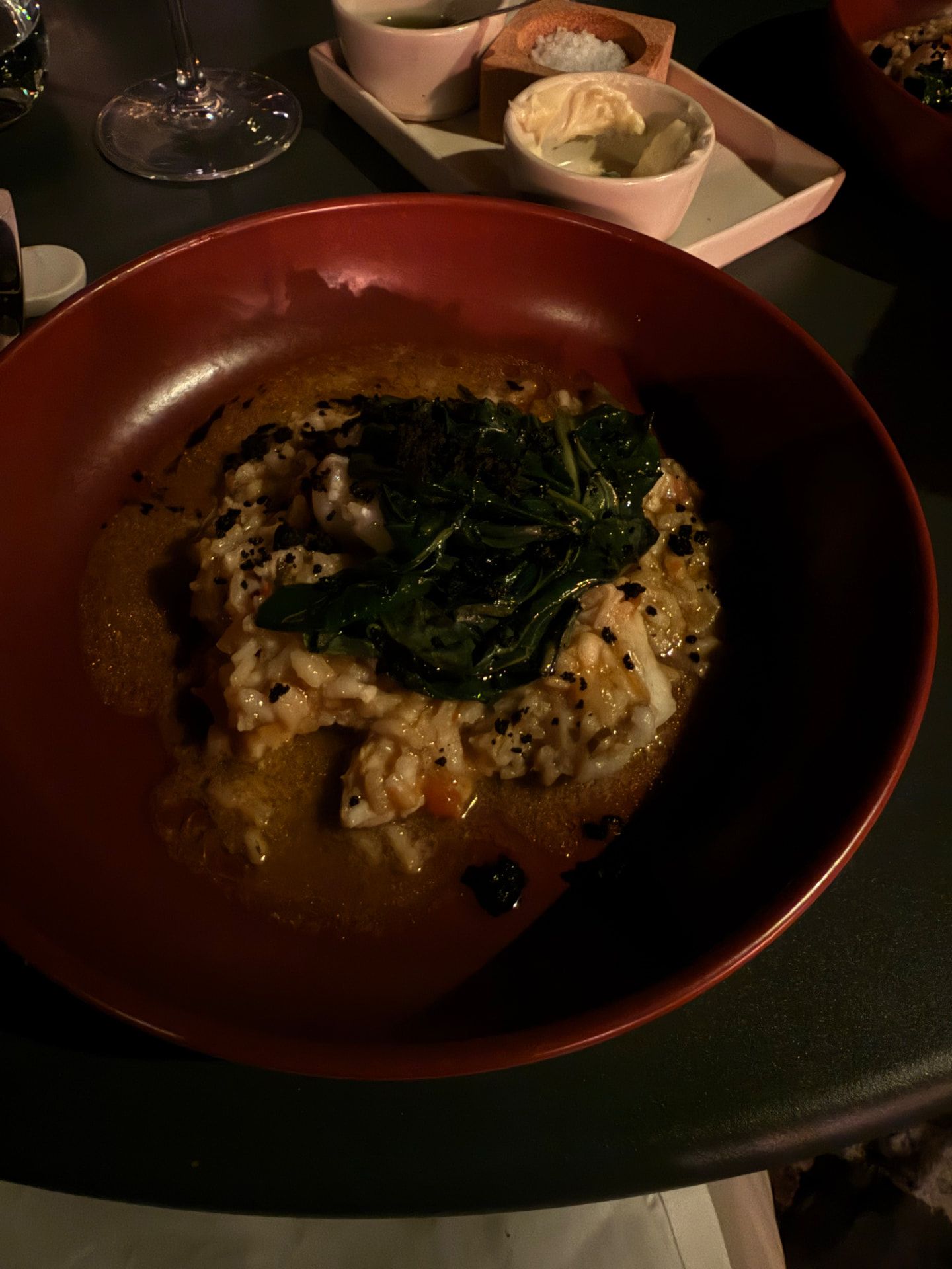 Risotto course with wilted greens from the tasting menu at Razão, Socalco Nature Hotel, Calheta