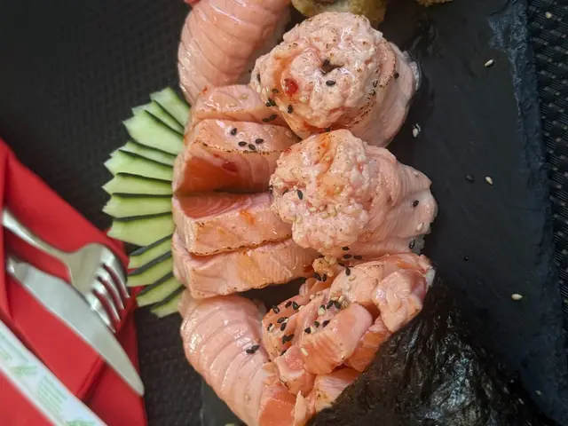 Salmon nigiri, spicy rolls and temaki sushi platter at Sushi Point in Canico de Baixo, Madeira