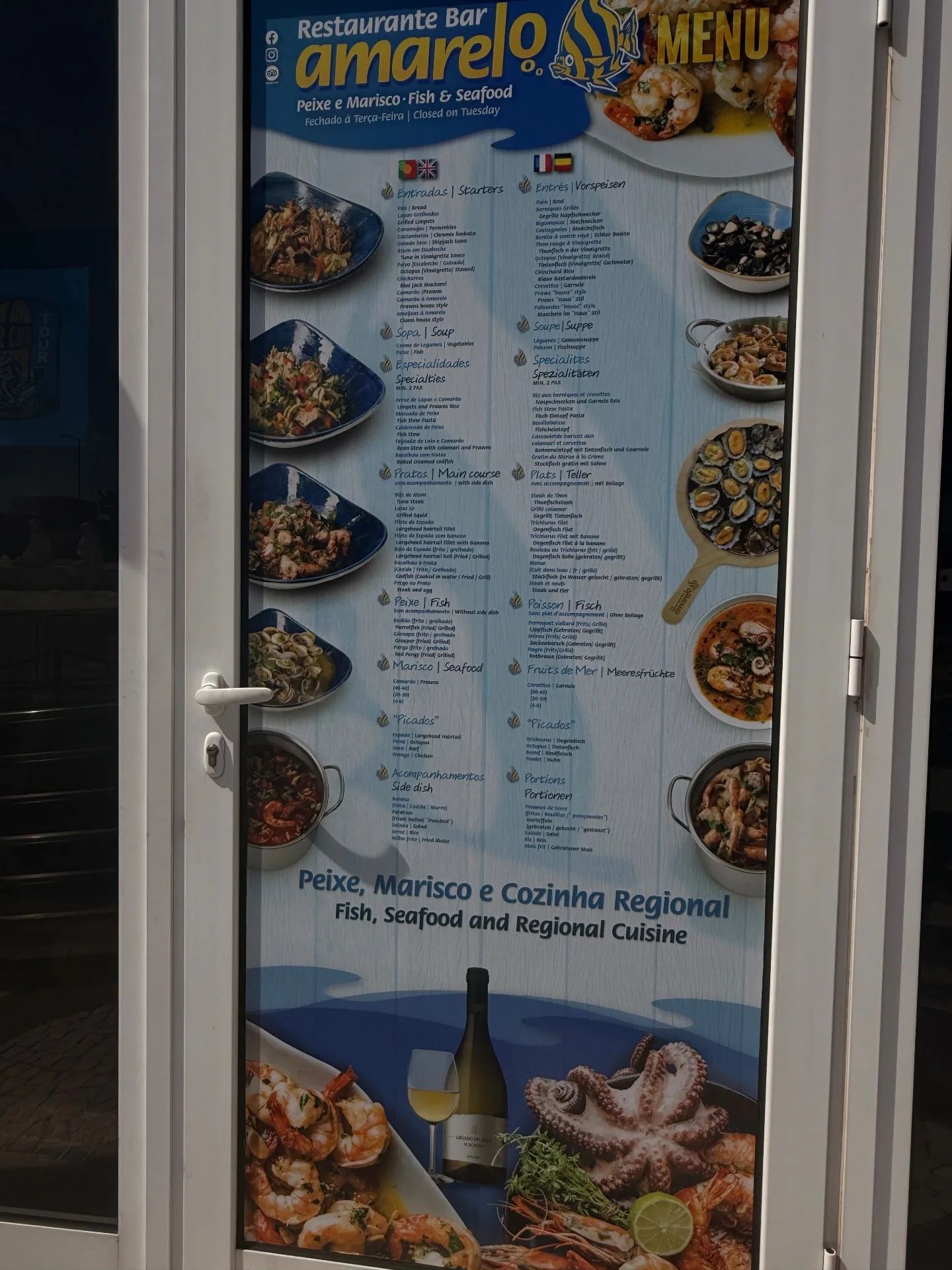 Amarelo door menu, Caniçal