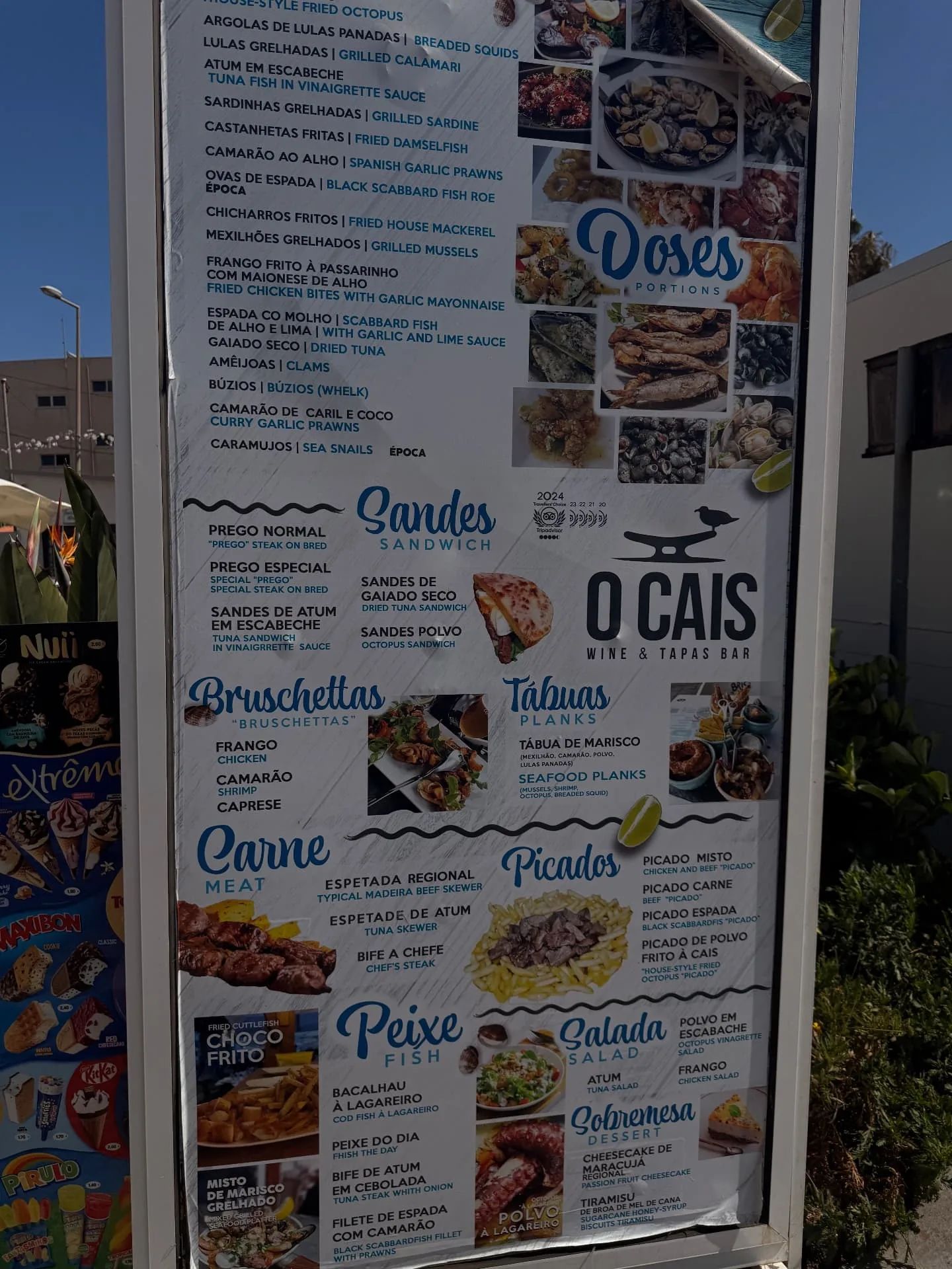 O Cais menu board, Caniçal