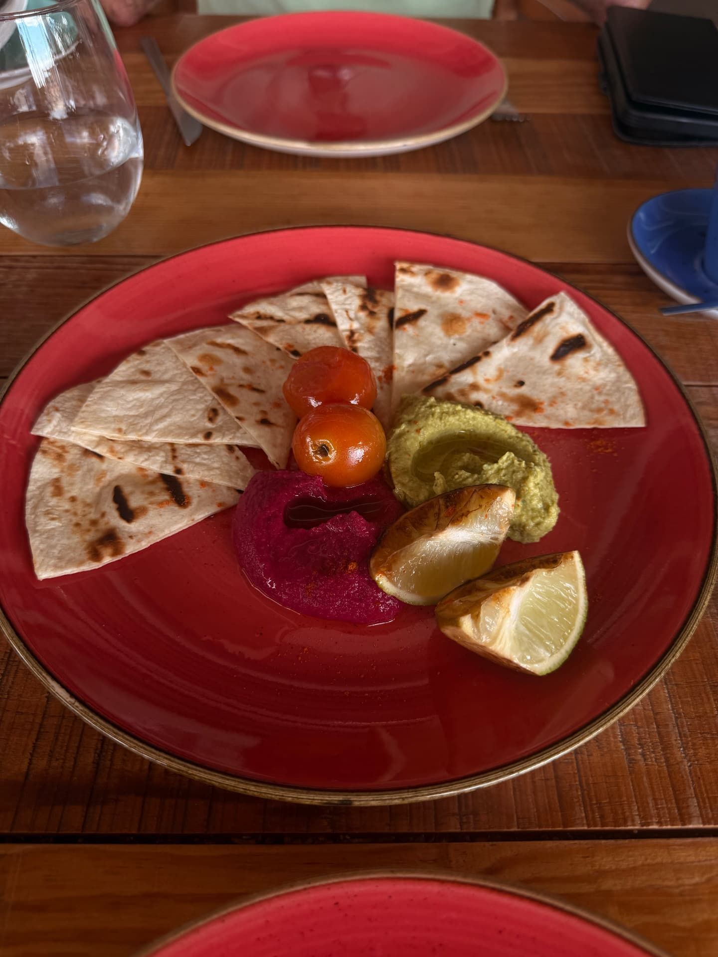 Beetroot and avocado hummus with charred flatbread at Recharge restaurant, NEXT Hotel Funchal