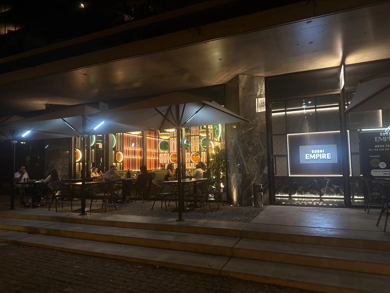 Sushi Empire terrace at night on Estrada Monumental, Funchal