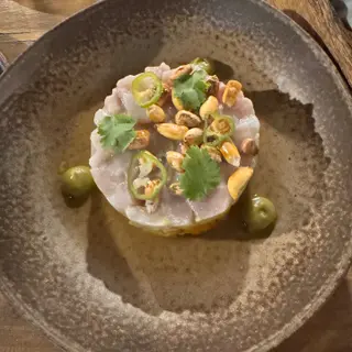 Fish tartare with toasted cancha corn, green chilli and coriander at Terra Food Concept in Funchal, Madeira