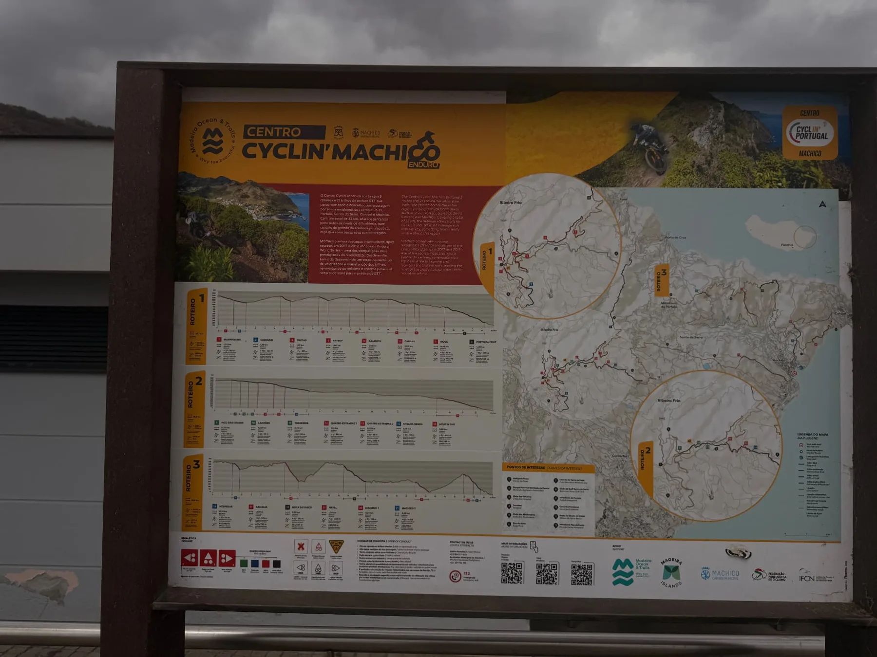 The Centro Cyclin' Machico enduro mountain bike information board in Machico