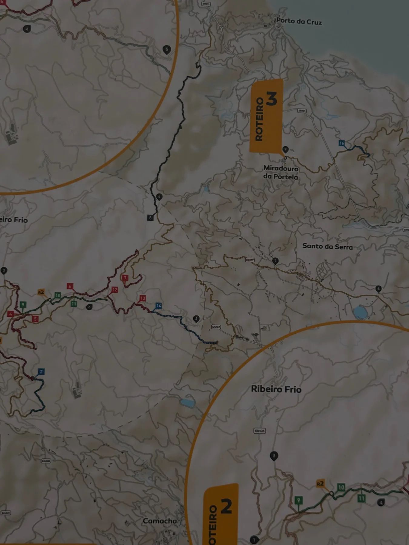 Detail of the Cyclin' Machico trail map around Santo da Serra and Porto da Cruz