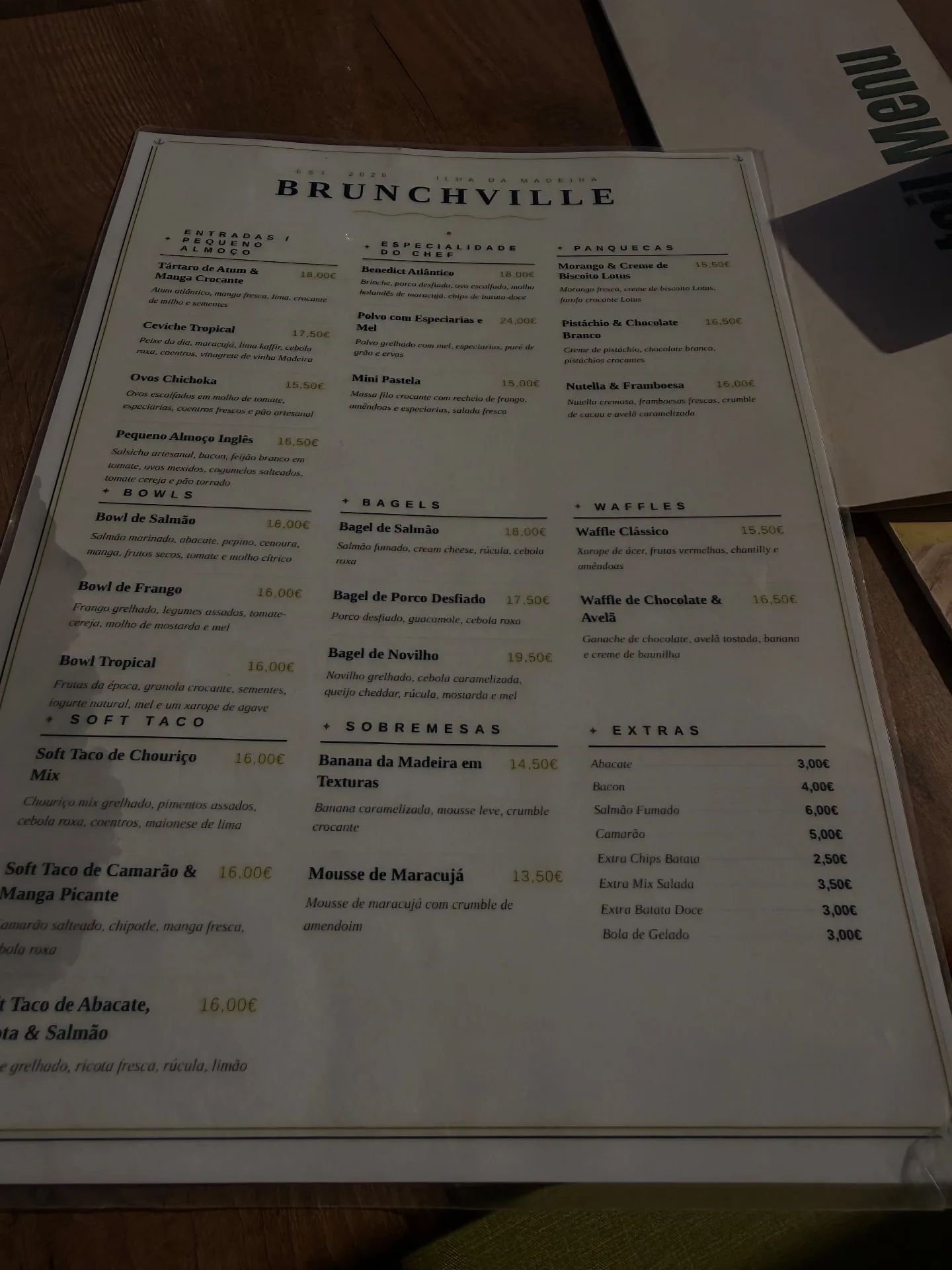 BrunchVille food menu, September 2026