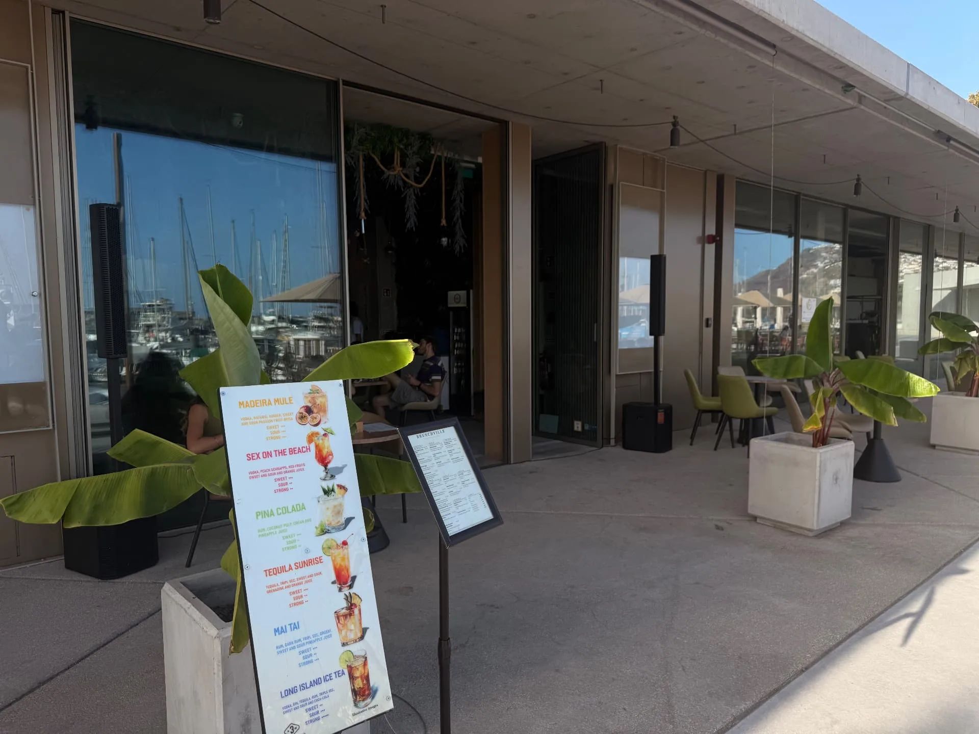 BrunchVille entrance and terrace at Funchal Marina
