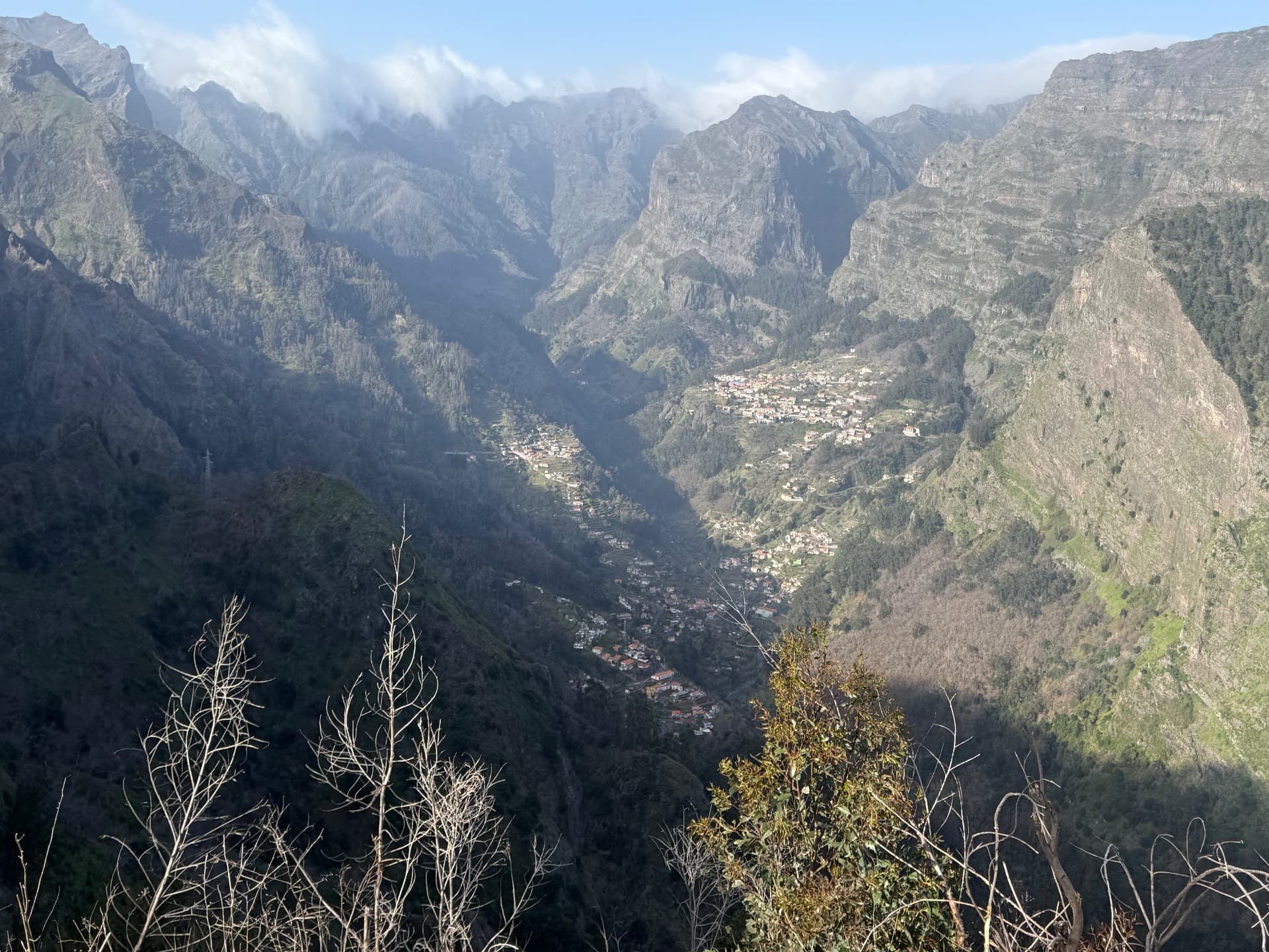 Curral das Freiras crater and terraced villages from the Boca dos Namorados viewpoint, Madeira