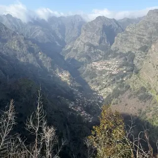 Curral das Freiras crater and terraced villages from the Boca dos Namorados viewpoint, Madeira