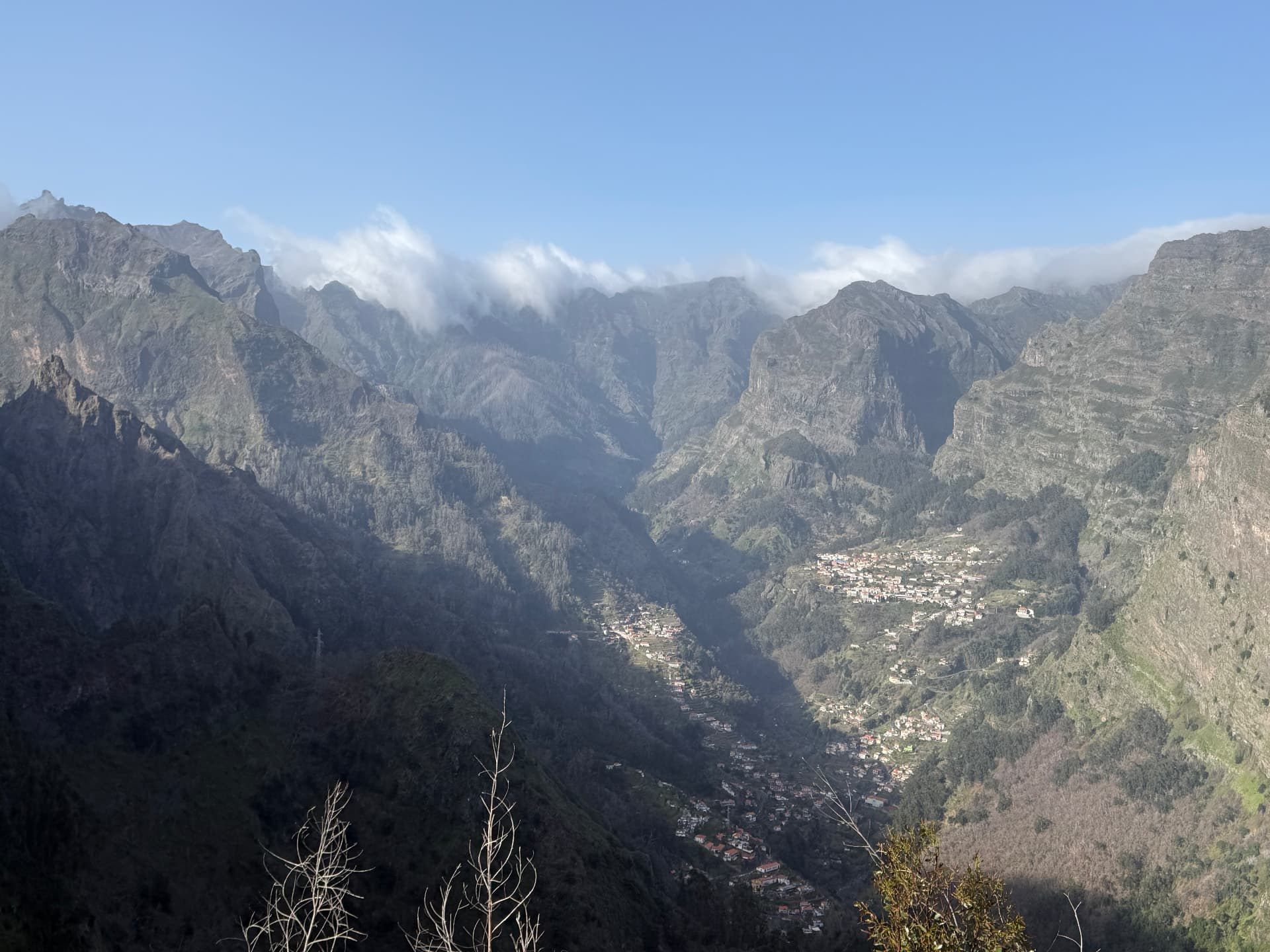 Panoramic view over Nuns Valley (Curral das Freiras) from Boca dos Namorados viewpoint, Madeira