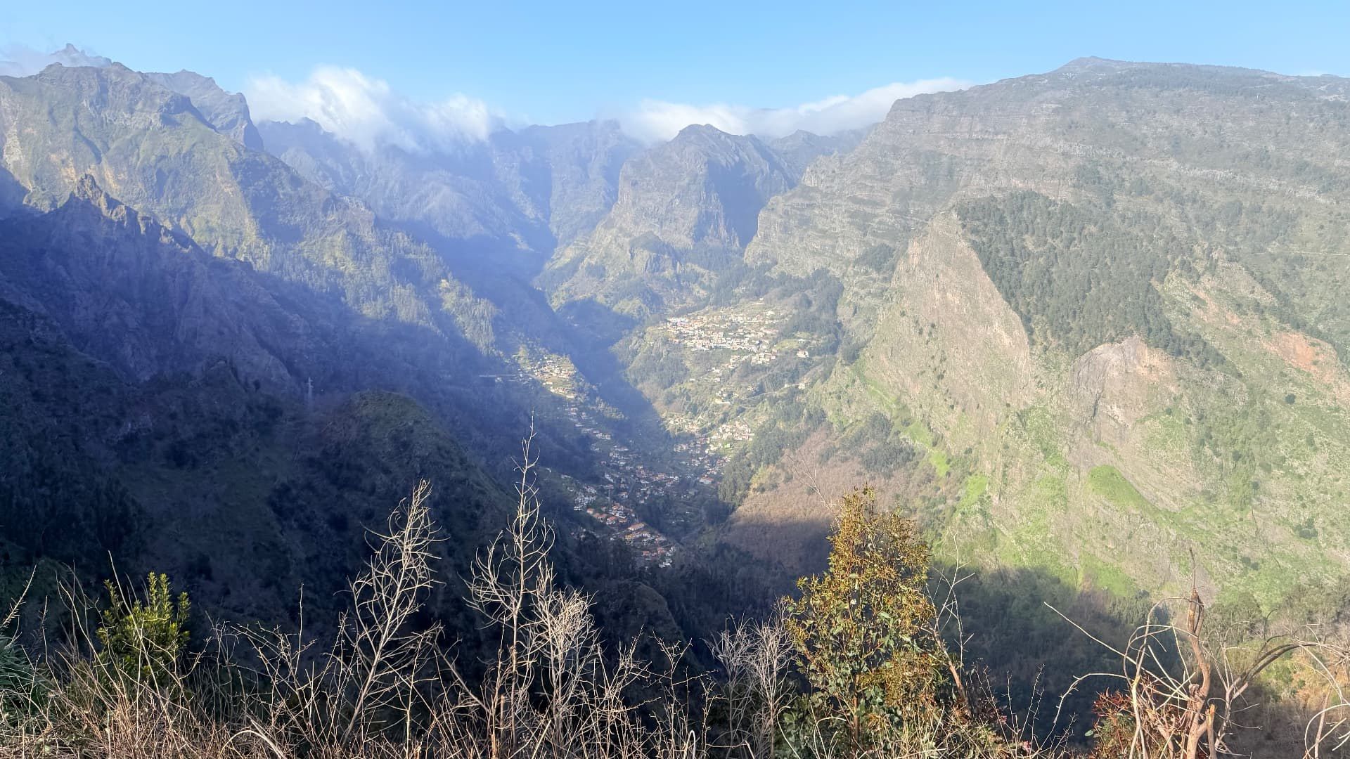 Wide panorama of the Nuns Valley from Boca dos Namorados viewpoint, Madeira