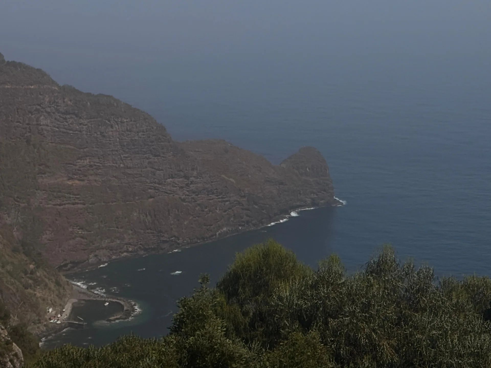 Fajã do Mar bay and the rugged Faial coastline seen from Miradouro do Curtado.
